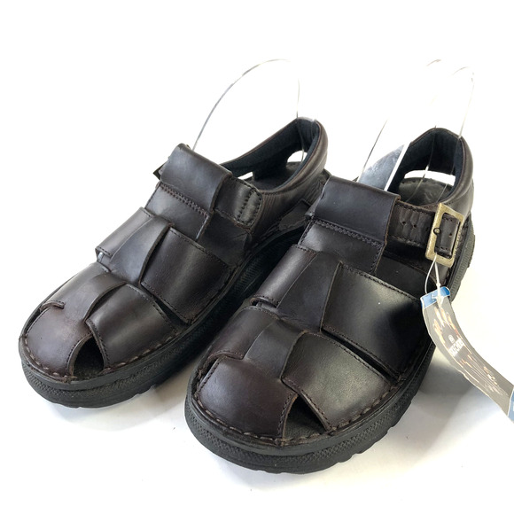 Skechers Vintage NEW 10 Mens Y2K Brown Leather Fisherman Jammers Chunky Sandals main image 3